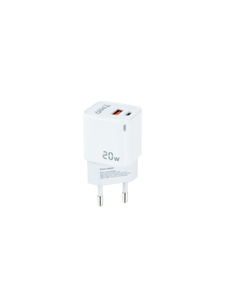 CARGADOR USB TOOQ 20W USB + USB-C WHITE PARA CASA