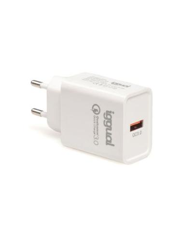 CARGADOR USB IGGUAL 18W QC 3.0 WHITE PARA CASA