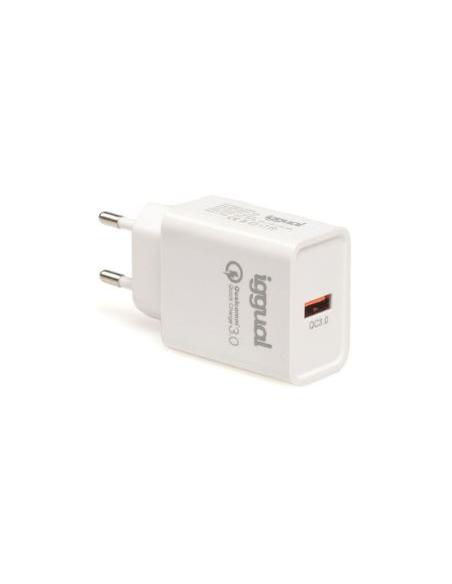 CARGADOR USB IGGUAL 18W QC 3.0 WHITE PARA CASA