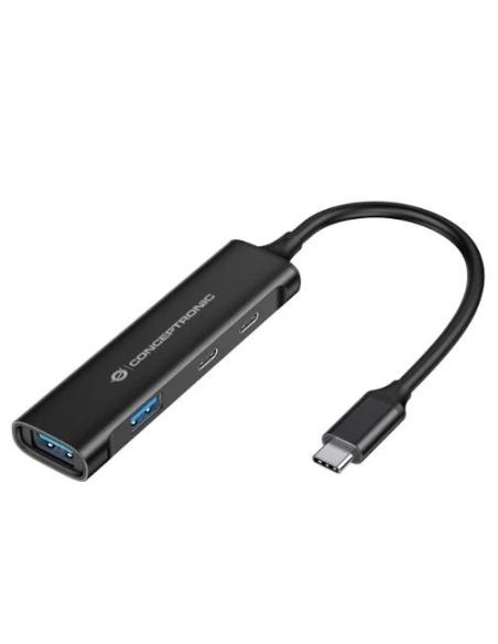 HUB CONCEPTRONIC USB-C 4 PUERTOS 2XUSB-C 3.2 2XUSB 3.0 BLACK