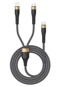 CABLE KABLEX 2 EN 1 USB-C MACHO / LIGHTNING MACHO / USB-C...