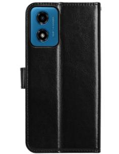 FUNDA MOVIL HT FLIP CASE LEATHER BLACK MOTOROLA MOTO G24...