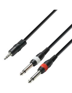 CABLE KABLEX AUDIO JACK 3.5 MACHO / 2X JACK 6.3MM MACHO 1M
