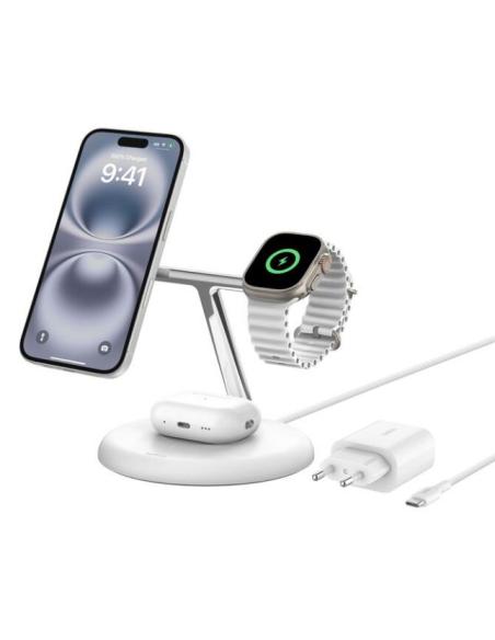 BASE DE CARGA BELKIN 2 EN 1 BOOST CHARGE QI2 15W PLEGABLE WHITE