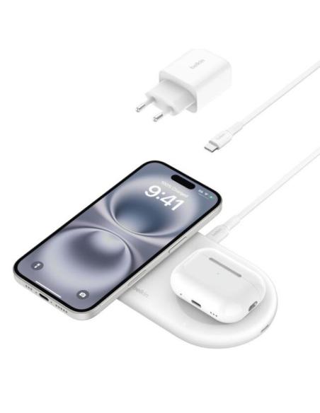 BASE DE CARGA BELKIN 2 EN 1 BOOST CHARGE PRO QI2 15W WHITE