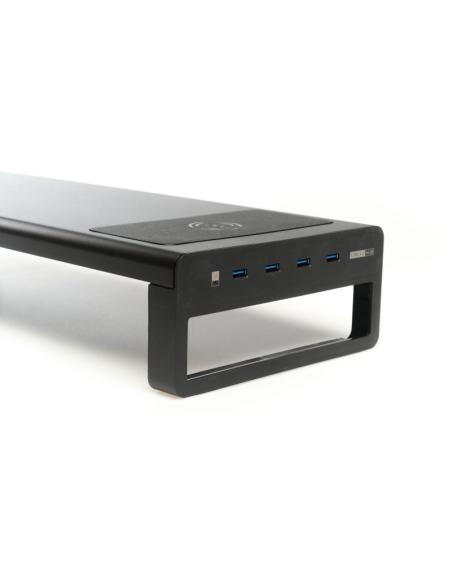 SOPORTE MONITOR IGGUAL ELEVADOR + HUB 4XUSB + CARGA QI BLACK