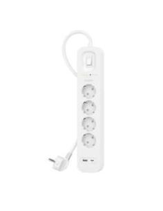 REGLETA PROTECTORA BELKIN 4 TOMAS + USB + USB-C WHITE 2M...