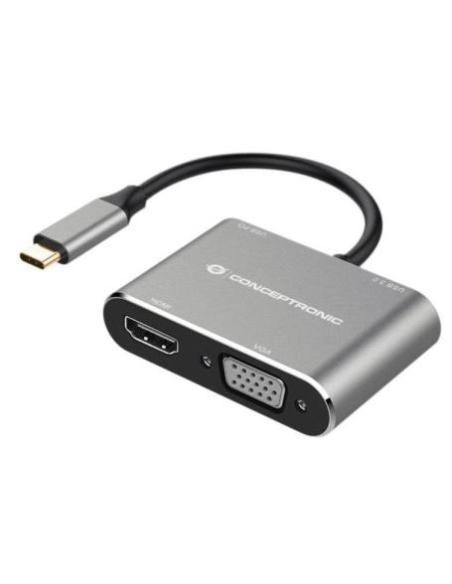 PUERTO REPLICADOR USB-C CONCEPTRONIC VGA + HDMI + USB3.0 + USB-C PD 100W