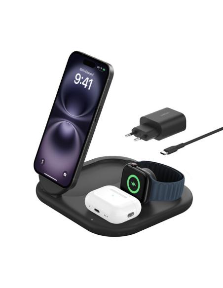 BASE DE CARGA BELKIN CHARGE 3 EN 1 QI2 BOOST CHARGE 15W BLACK