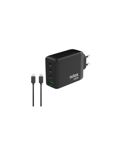 CARGADOR USB 3XUSB-C NILOX 100W GAN BLACK + CABLE USB-C PARA CASA