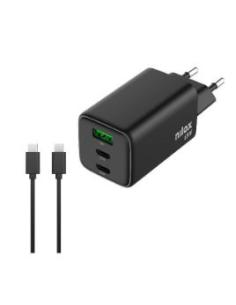 CARGADOR USB 2XUSB-C NILOX 65W GAN BLACK + CABLE USB-C...