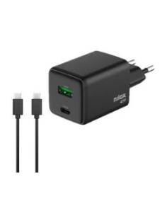CARGADOR USB USB-C NILOX 45W GAN BLACK + CABLE USB-C PARA...