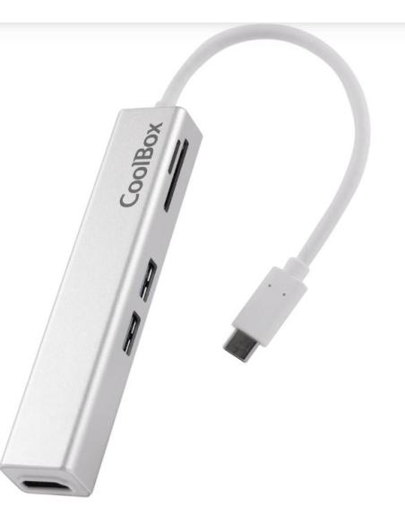 PUERTO REPLICADOR USB-C COOLBOX HDMI + 2XUSB 3.0 + SD + MICRO SD SILVER