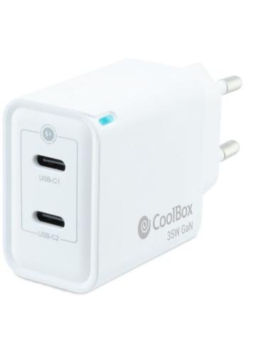 CARGADOR USB-C COOLBOX 35W GAN 2XUSB-C WHITE
