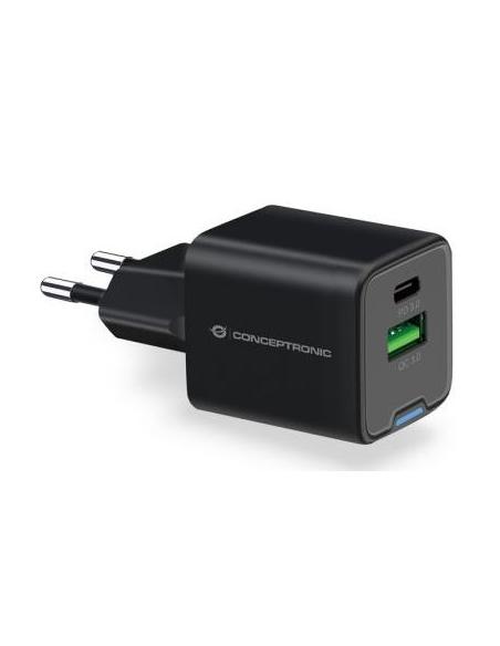 CARGADOR USB CONCEPTRONIC ALTHEA 20W GAN USB + USB-C BLACK