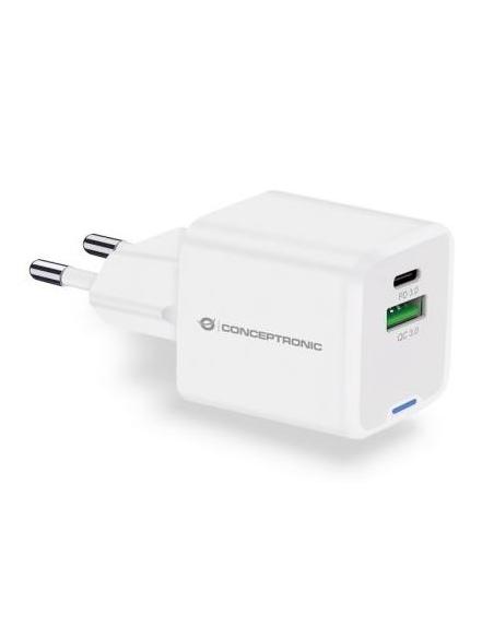 CARGADOR USB CONCEPTRONIC ALTHEA 20W GAN USB + USB-C WHITE