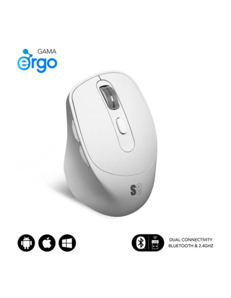 MOUSE SUBBLIM WIRELESS OPTICAL DUAL CURVE ERGO WHITE