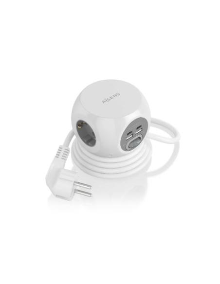 REGLETA AISENS 3 TOMAS + 2 USB-C + 2USB WHITE 1.4M INTERRUPTOR