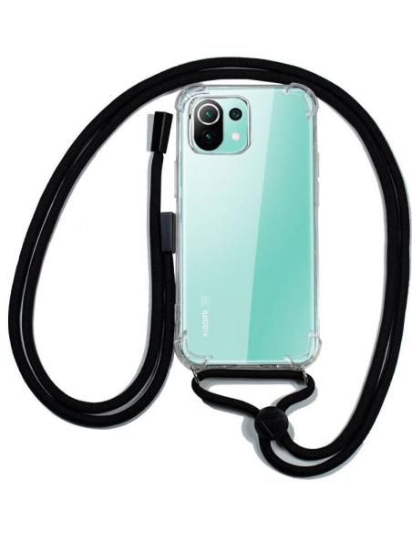 FUNDA MOVIL BACK COVER COOL SILICONA TRANSPARENTE + CORDON BLACK XIAOMI MI 11 LITE / MI 11 LITE 5G