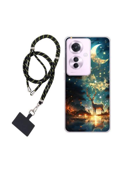 FUNDA MOVIL BACK COVER HT SILICONA DEER + CORDON BLACK OPPO RENO 11F 5G