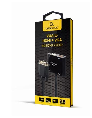ADAPTADOR GEMBIRD VGA MACHO / HDMI HEMBRA + VGA...