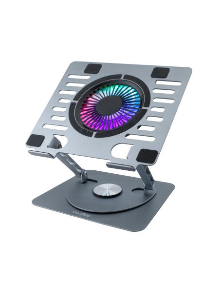 BASE REFRIGERADORA COOLBOX AJUSTABLE 17 1 VENTILADOR LED RGB ALUMINIUM