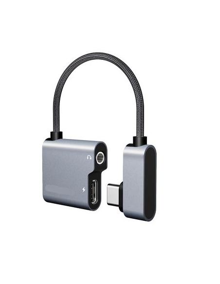 ADAPTADOR KABLEX USB-C MACHO / USB-C HEMBRA + JACK SILVER
