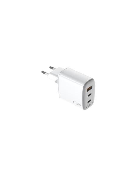 CARGADOR 2XUSB-C 1XUSB CELLY 65W GAN WHITE